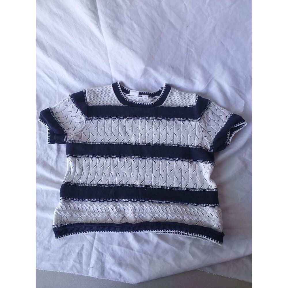 Gap Kids Girls L Knit Navy & White Stripe Top